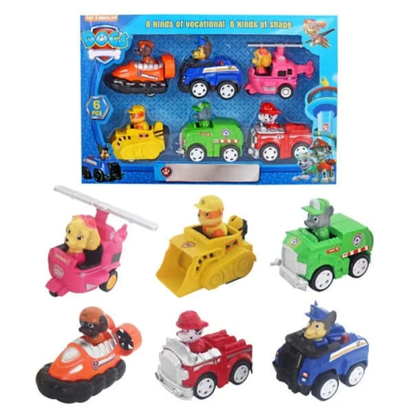 6-pak Paw Patrol Hvalpe Actionfigurer Traktor Legetøj - WELLNGS