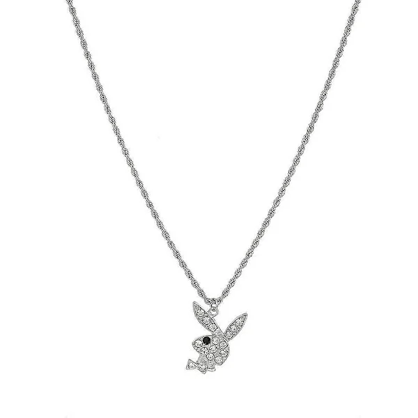 Rhinestone Playboy Kanin Anheng Halskjede Rustfritt Stål Retro Punk Halskjede Dame