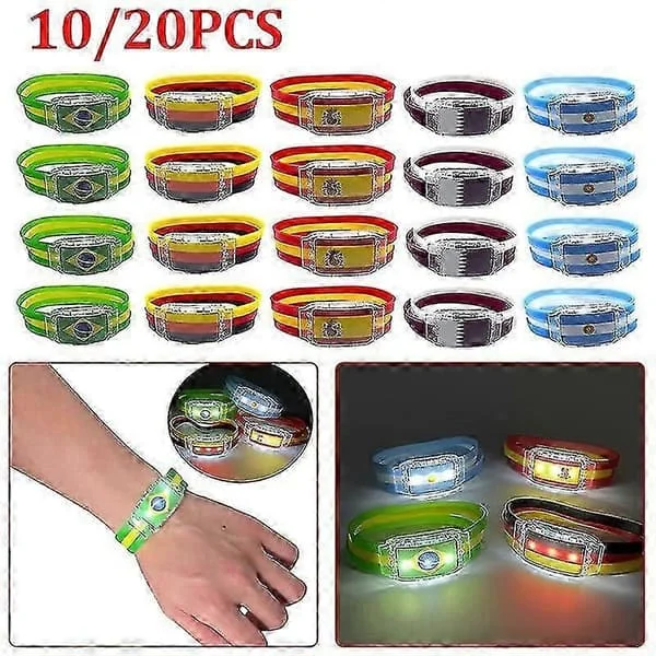 5 st VM-cuper Argentina Brasilien Tyskland Spanien Flaggor LED Flagga Armband Silikon Glöd Klocka Lysande Armband Partyrekvisita