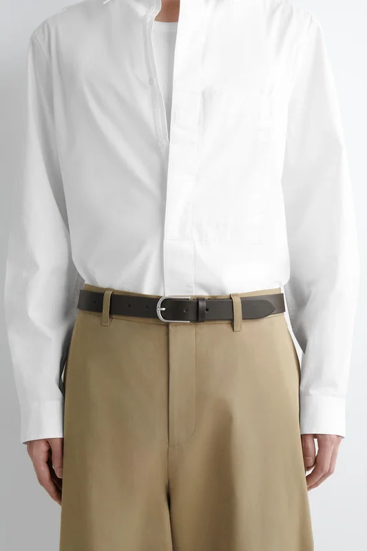 COS Homme Ceinture En Cuir À Boucle Ronde in Marron