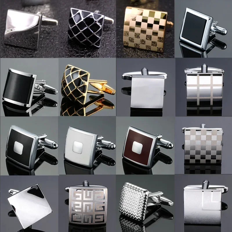 AliExpress - Boutons de manchette pour hommes, manchettes argentées de luxe, boutons de manchette rétro en métal, chemises à boutons carrés français, 