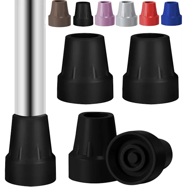 4-pack ersättningsgummitippar 3/4 tum kraftiga gummikrycktippar halkfria rullatorfötter för rullatorer toalettstolar duschstolar käppar ben
