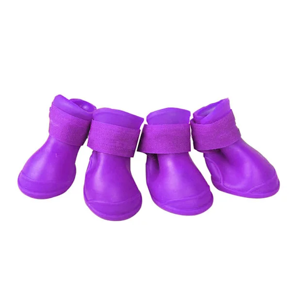 Dog Silicone Boots Waterproof Non-Slip Soft Dog Silicone Rain Boots for Dogs Puppy Purple S