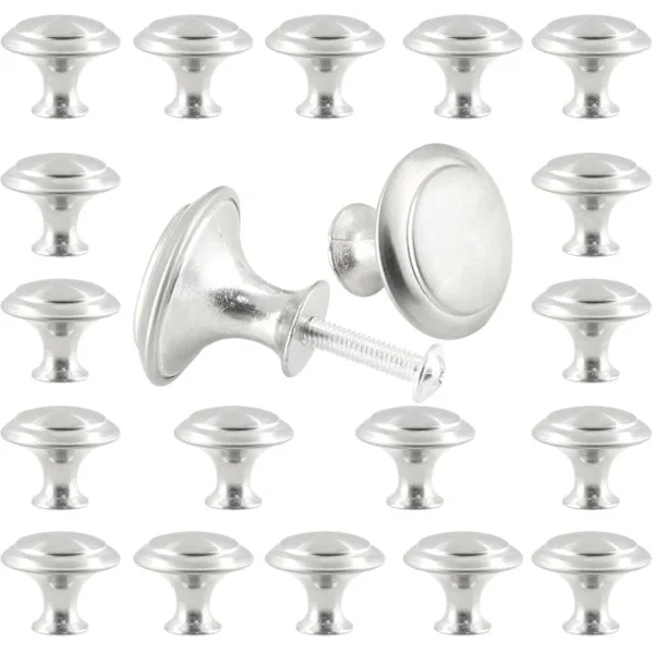 20 st Kök Knoppar, Borstad Nickel Skåp Knoppar, Lådbyrå Handtag Skåpdörr Kraftiga Knoppar, Köksskåp Beslag