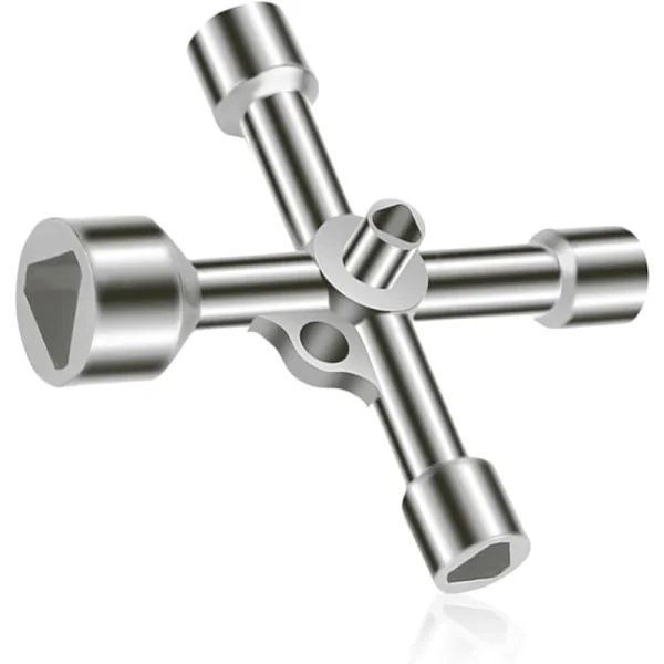 4-vejs trekantnøgle 5 størrelser Indvendig diameter 7 mm/10 mm/12 mm/13 mm/18 mm Universalnøgle til elskab, gas, vand, elmåler, skab