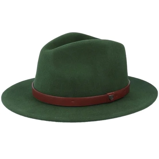 Brixton - Grün Fedora Hut - Messer Moss Green Fedora @ Hatstore - Wollfilz - Größe S (56 cm) - Hut Grün