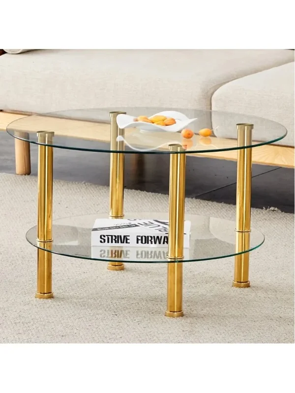 AliExpress - Moderner 2-stufiger Glas-Couchtisch mit goldenen Metallbeinen, robust, geräumig, minimalistisch, luxuriöses Wohnzimmermöbel