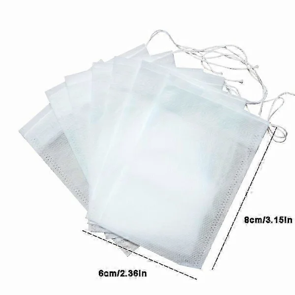 200 st kryddpåsar för matlagning, återanvändbara soppåsar med dragsko, transparenta engångspåsar av non-woven för kryddor, kryddfilter (f2)