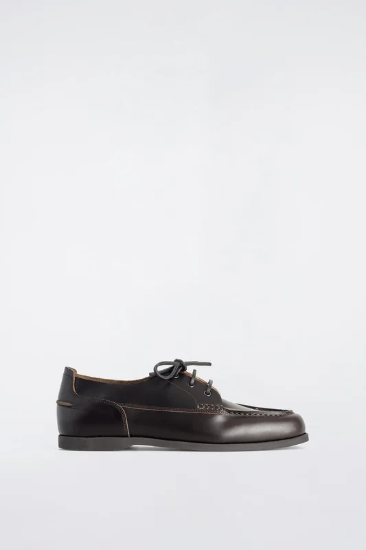 COS Men's Leather Boat Shoes in Brown