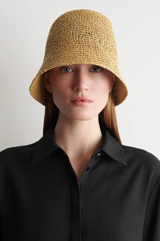 COS Damen Fischerhut Aus Stroh - Beige