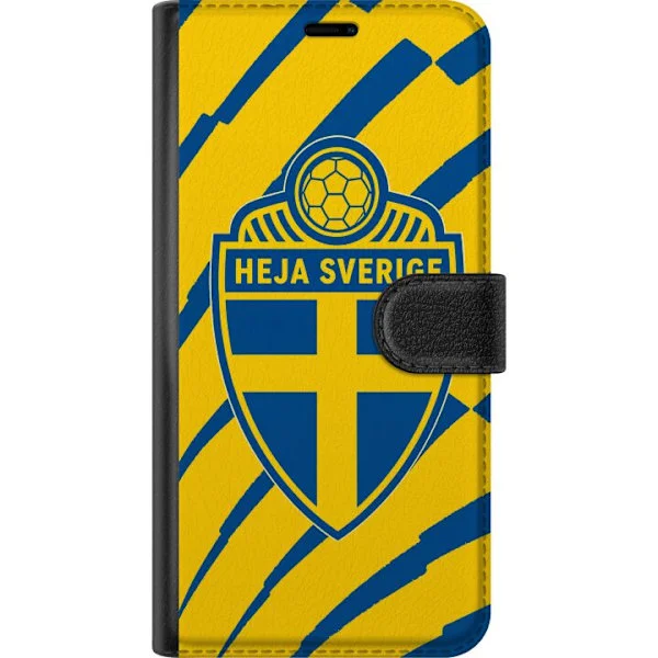 Kompatibelt Lommeboketui til Xiaomi Redmi Note 13 Gul og blå fotballskjold med "Heia Sverige" og en følelse av VM 2026 for engasjerte supportere og f