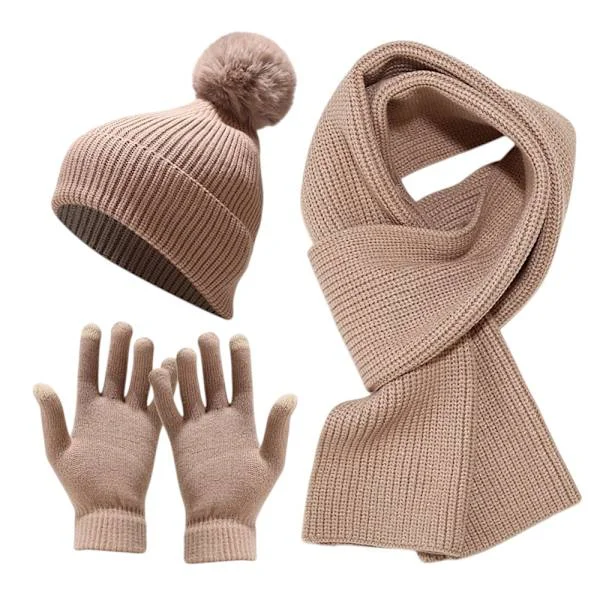 Herre Dame Caps Utendørs Baseball Caps Hatt Dame Hansker Strikkede Sykkelsett Vindtett Herre Hatt Voksen Skjerf Strikket Varm Ski Vinter Rød Caps