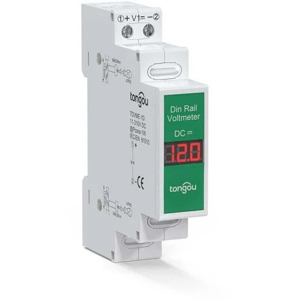 DIN-skinne spændingsmåler DC 11-310V. Digital DIN-skinne voltmeter. DC spændingstester, DIN-måler voltmeter til PV/batteriopladningskontrol