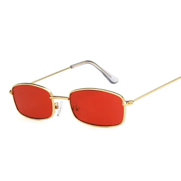 Fyrkantiga solglasögon i metall, dam, retro, märke, resa, små rektangulära solglasögon, herr, svart, gul, röd spegel, vintage Oculos De Sol