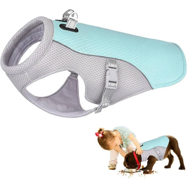 Cooling Vest for Dogs - Blue S - Breathable Mesh Dog Jacket with Adjustable D-Ring - UV Protection Summer Cooling Jacket Blue S