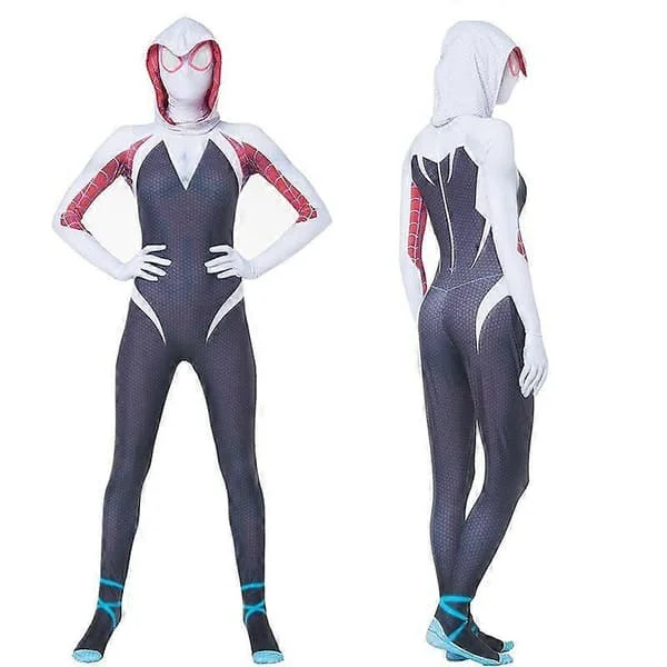 【BQ】Spider-Man Bodysuit Superhelt Gwen Stacy Cosplay Kostyme Jumpsuit Kostyme Jenter Kvinne Bodysuit Halloween Voksen Barn