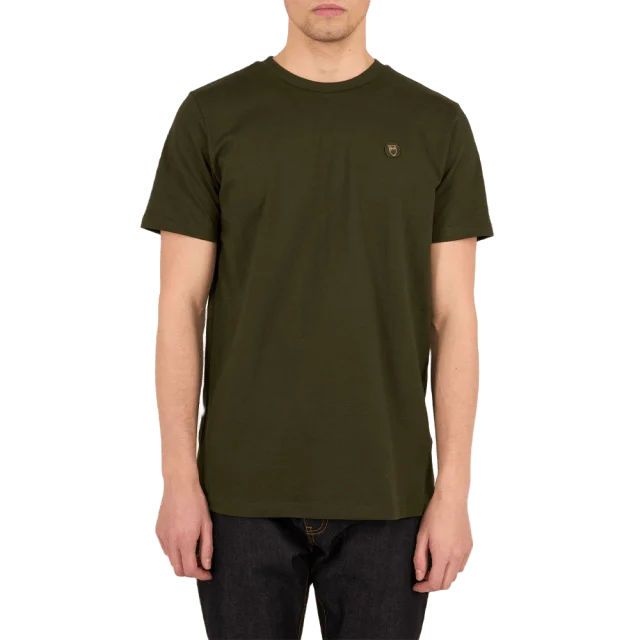 Knowledge Cotton Apparel LOKE badge tee - GOTS/Vegan T-shirts Herr Grön L