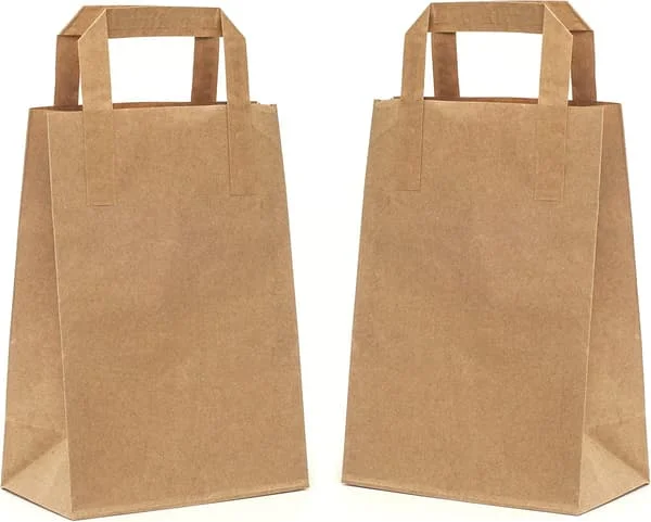 50 brune papirposer med håndtak - 21*11*27cm, papirposer med flate håndtak, gaveposer, kraftpapirposer, DIY julekalendere