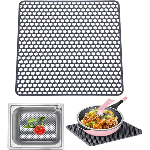 Large Dish Drying Mat Multifunctional Silicone Kitchen Drain Pad Heat Resistant and Non-Slip