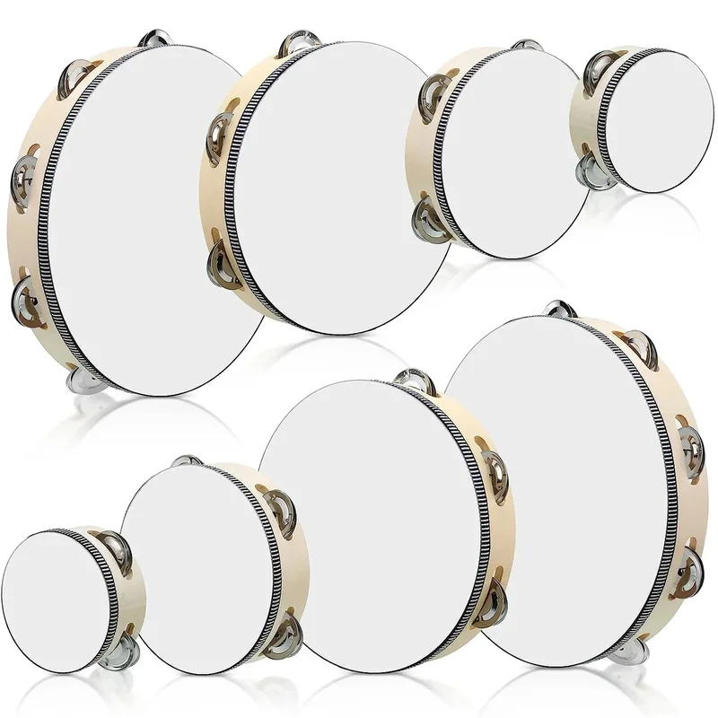 AliExpress - 1 Stück Holz-Tamburin, 4/6/8/10 Zoll, beige Rand mit Metallschellen, musikalisches pädagogisches Schlaginstrument für Konzert, Kirche, Pa