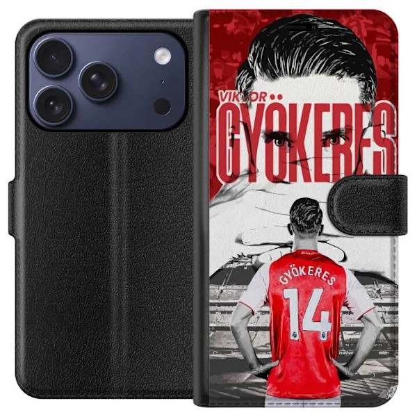 Kompatibelt Plånboksfodral till Apple iPhone 17 Pro Viktor Gyökeres Arsenal - Fotbollsmotiv med tröja nummer 14 på arenan