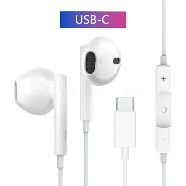 Originala trådbundna hörlurar för Apple iPhone 17 16 15 14 13 12 Pro Max Hörlurar för Samsung för Lightning USB C 3,5 mm hörlurar