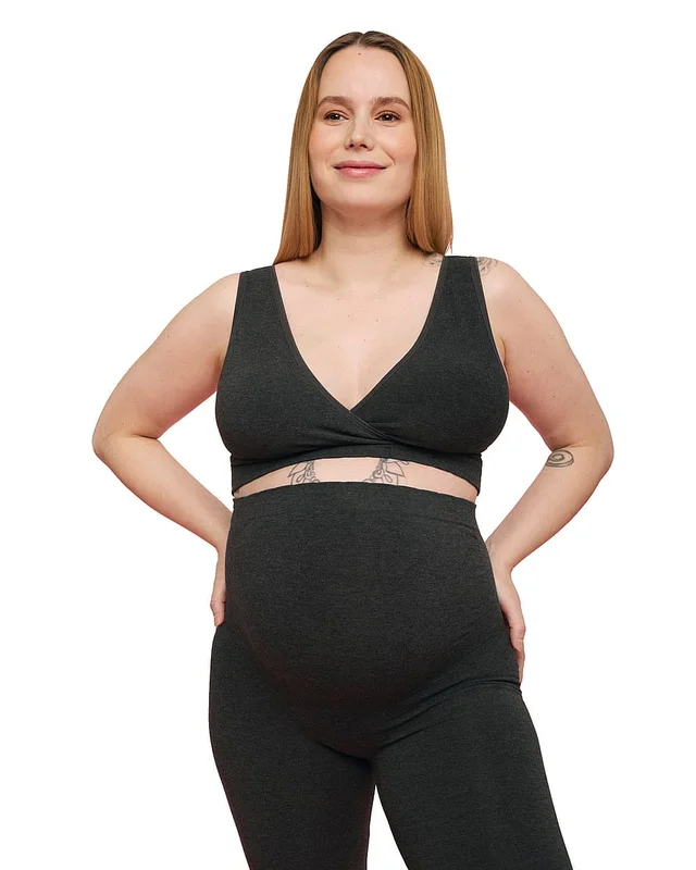 momkind Crossover Bra Charcoal M/L, Børn & Forældre, Ammetøj, Amme-bh'er
