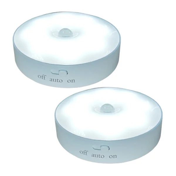 LED Inomhusbelysning, Uppladdningsbar Rörelsesensor, Långvarigt Batteri, Rörelsesensor Nattlampa, Puck Lampa för Garderob, Garderob, Kök