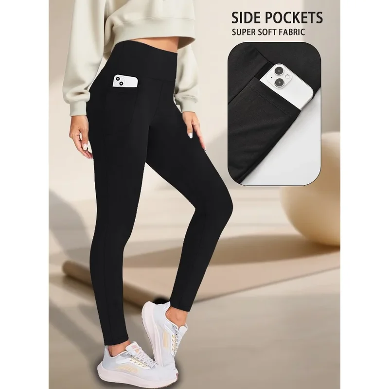 AliExpress - Superweiche Leggings mit Taschen für Damen, hoch taillierte, bauchkontrollierende Workout-Yogahose
