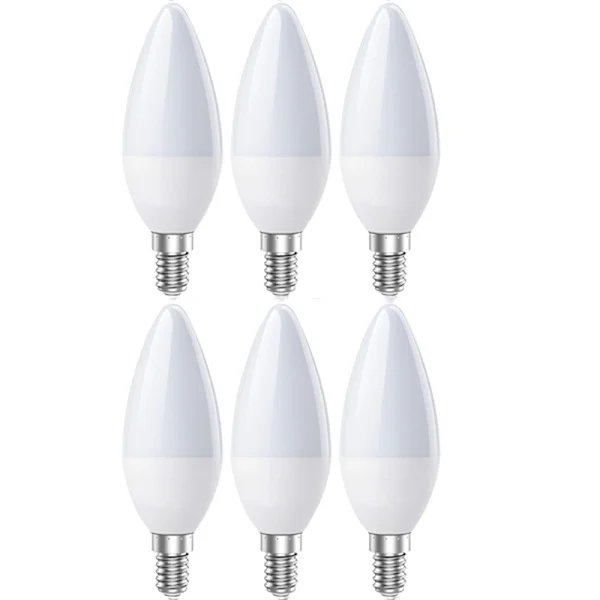 E14 LED-pærer, LED E14 stearinlys pære kald hvit 6500K, 5w 60