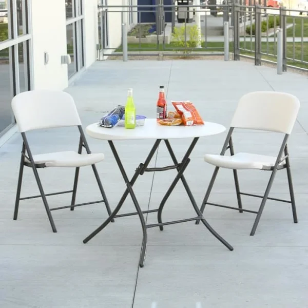 Puutarhapöytä - Bistro - Taitettava - HDPE - 84 cm - Valkoinen - Ulkona