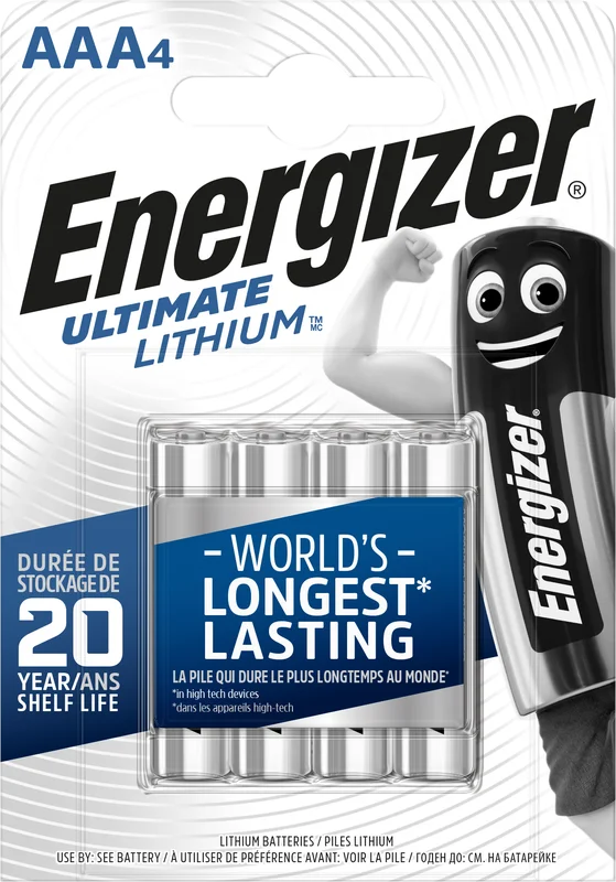 Energizer Ultimate Lithium Lithiumbatteri AAA, 1,5V, pakke med 4 AAA, Elforsyning & strømfordeling