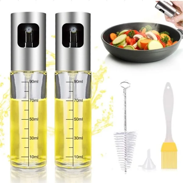 Olivenolie Sprøjte, 2 Pak 100ml Oliespray til Madlavning, Sprayflaske Olivenolie Sprøjte Mister til Madlavning, BBQ, Salat, Bagning, Stegning, 