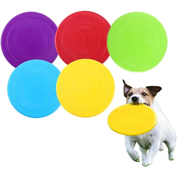 Hundefrisbee - 5 Stykker - Gummi Frisbee Hund - Hundelegetøj - Frisbee Legetøj - Disc - Blød Silikone - Til Alle Hunde - 17,8 cm