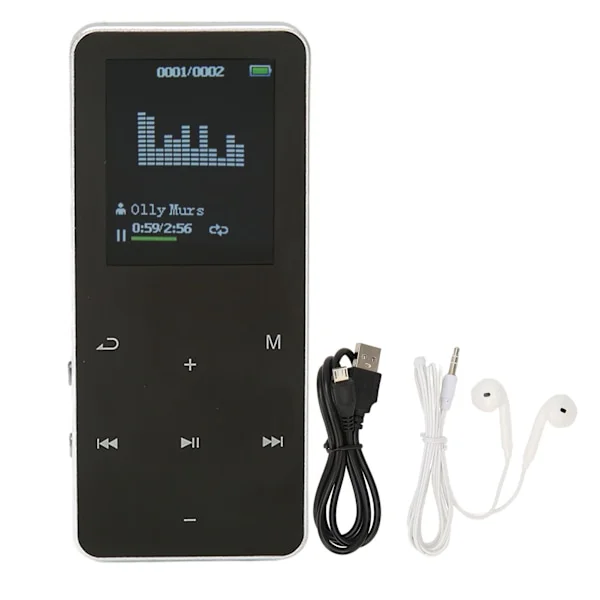 MP3-spiller 8G Bluetooth 4.2 1.8 tommers skjerm Støyreduksjon Lossless Bærbar MP4-spiller med Oversettelsesordbok