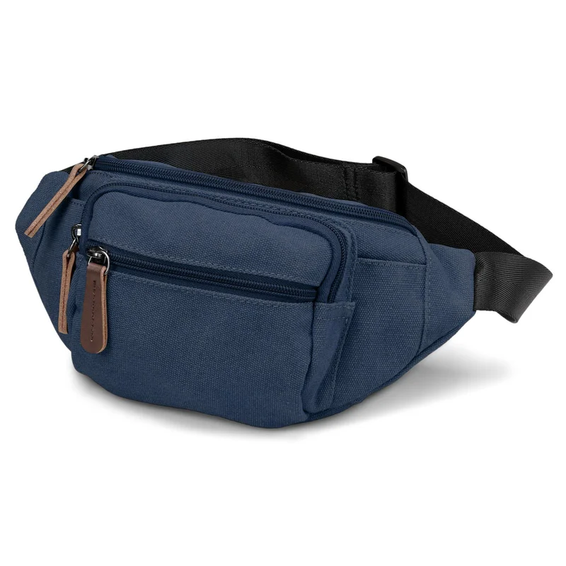 Jeansblau Canvas & Braun Leder Gürteltasche für Männer - Gürteltaschen