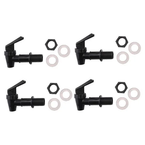 4 Pieces Replacement Faucet for Cooler Water Bottle, Dispenser Tap Set, Reusable Faucet Spout Water Beverage Dispenser Black