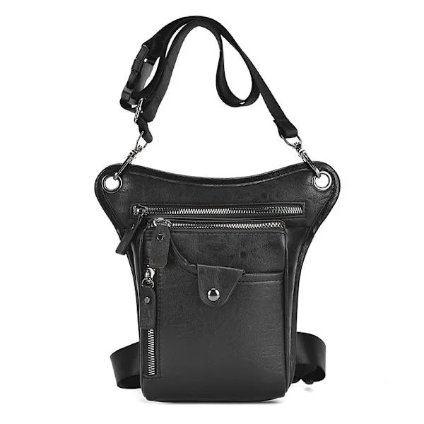 【BQ】Vintage Bag Thigh Hip Bag Belt PU Leather Bag for Climbing Camping Sport Motorcycle Travel