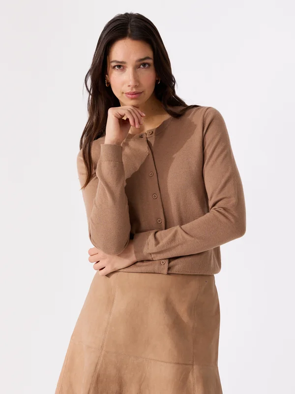MATCH - Olea cardigan i merinoblanding - Marie Philippe - Str. S - Dame - Gensere & Cardigans - Brun - 55% ull - merino, 45% bomull