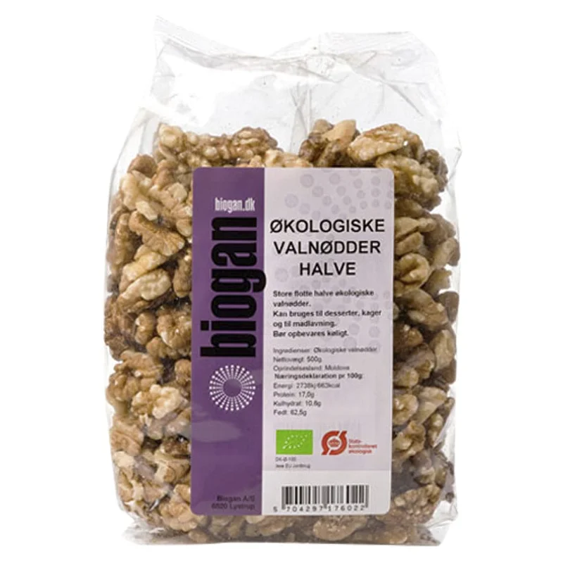 Biogan Valnødder halve Ø 500 g, Helse & Madvarer, Nødder, Valnødder