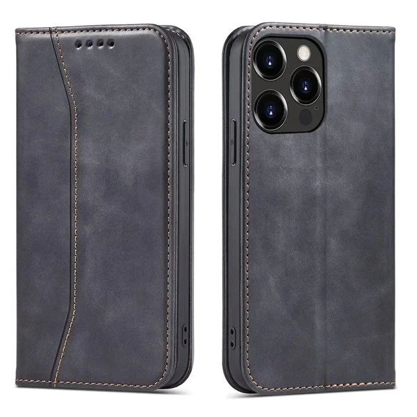 Magnet Fancy Case tapauksessa iPhone 14 Pro flip kansi lompakko jalusta musta