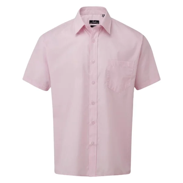 Premier Herr Kortärmad Poplin Skjorta 17.5in Rosa