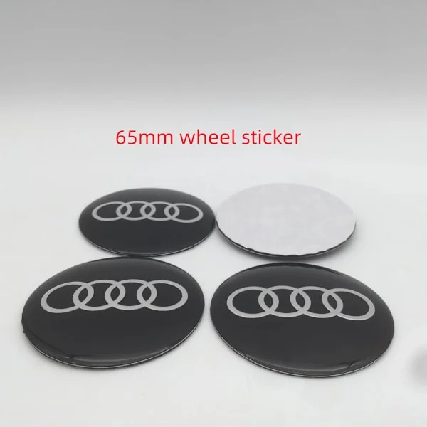 3D-dekaler för Audi hjulnav mittkåpa märkesöverdrag styling dekaler biltillbehör emblem 65mm 4st