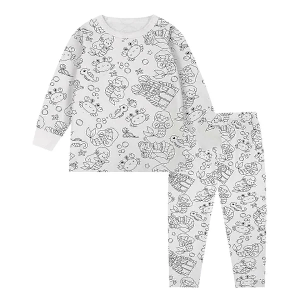 Creative Kids DIY Graffiti Pyjamas Hemset, Color Your Own Sleepwear Pyjamas for Boys & Girls - Perfect Mermaid