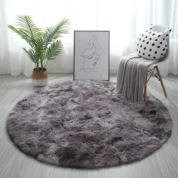 Pehmeä Alue Matto Fluffig Pyöreä Matto Shaggy Pyöreä Matto Makuuhuoneelle Olohuoneelle Koti Sisustus Tummanharmaa