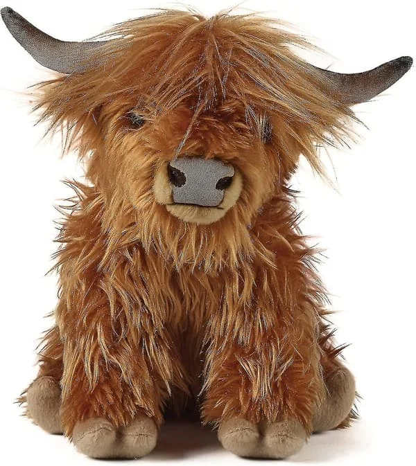 Brun Highland Ko, Realistisk Blød Bamse Bondegårdsdyr, Naturli Øko-venlig Plys, 10 Tommer