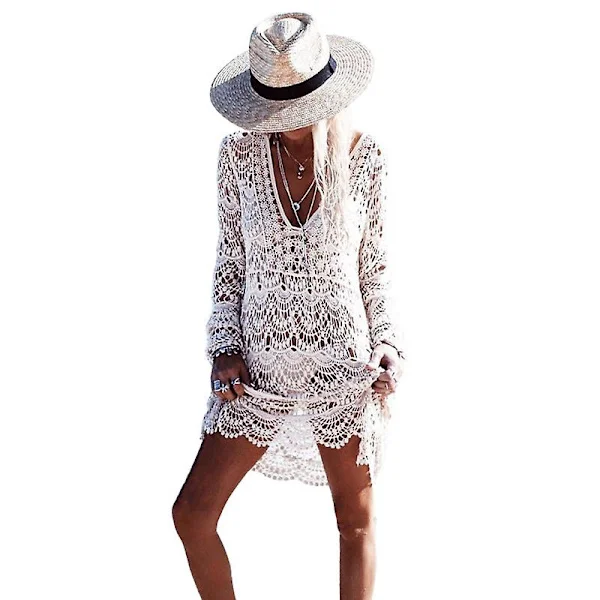Blonderet Boho Maxi Kjole til Kvinder Strand Sommer Solkjole Maxi Kjole