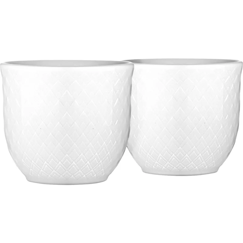 Lyngby porcelæn Porcelæn Rhombe Eggkopp H4,5 hvit porselen 2 st.