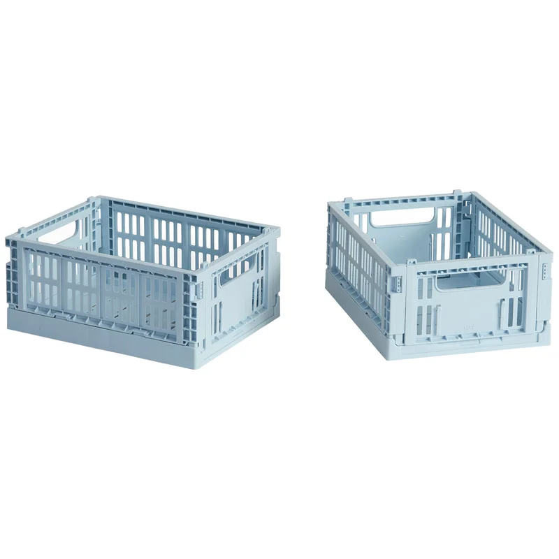 HAY Colour Crate Mini oppbevaringsbokser 2 stk, soft blue' - 'Lyseblå