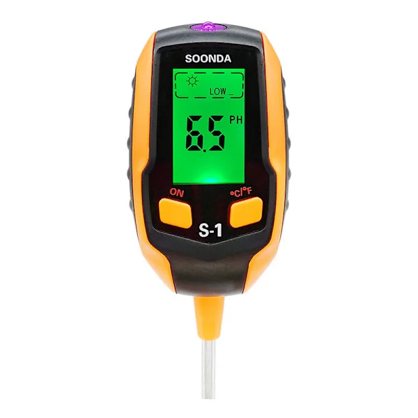 Jord pH-måler, 4-i-1 Digital Jord pH-tester, Jordfuktighet, Lys, pH og Temperaturtester, Hageverktøysett for Plantevedlikehold (bt)